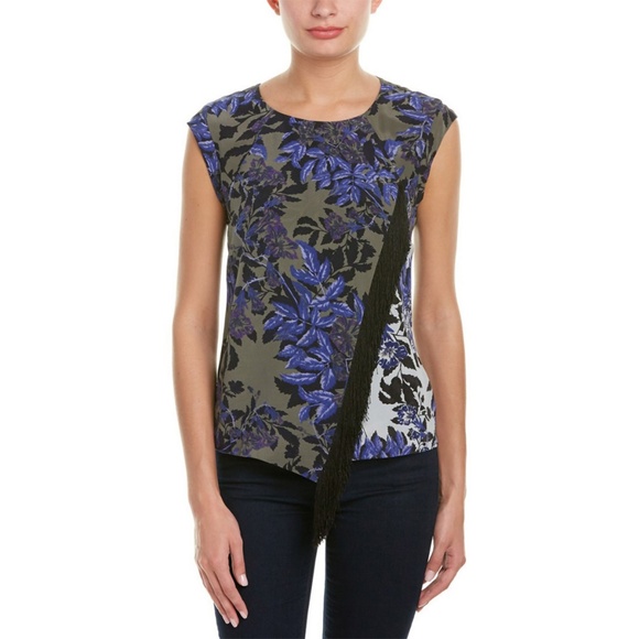 Rebecca Taylor Blue Rosemary Flame Fringe Top - Picture 2 of 6